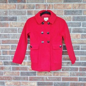 NWOT Roebuck & Co L 14 Girl's Red Pea Coat